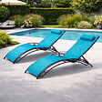 CONCEPT USINE - Lot de 2 transats ajustables gris et bleu CALI - vignette