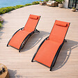 CONCEPT USINE - Lot de 2 transats ajustables noir et terracota CALI $ - vignette