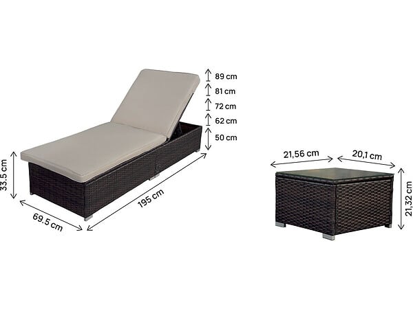 HABITAT ET JARDIN - Lot de 2 bains de soleil en résine tressée avec coussins et table basse "Alice" - Marron - large