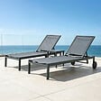 CONCEPT USINE - Lot de 2 bains de soleil inclinables gris foncé avec roues en aluminium CUBA $ - vignette