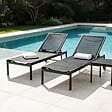 CONCEPT USINE - Lot de 2 bains de soleil inclinables noir avec roues en aluminium CUBA $ - vignette
