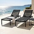 CONCEPT USINE - Lot de 2 bains de soleil inclinables noir avec roues en aluminium CUBA $ - vignette
