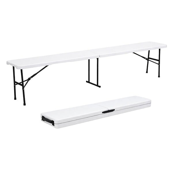 KZ GARDEN - Lot de 2 Bancs de Jardin Pliables Blancs 180 x 28 x 43.5H cm Banc Exterieur Interieur Camping Réception KZ GARDEN - large