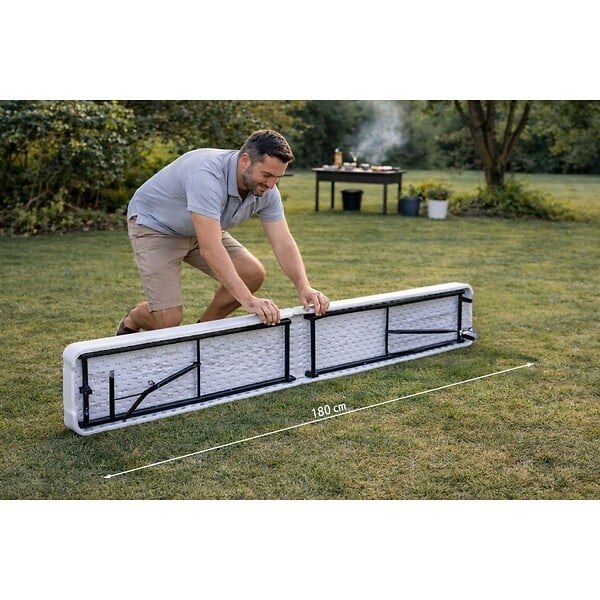 KZ GARDEN - Lot de 2 Bancs de Jardin Pliables Blancs 180 x 28 x 43.5H cm Banc Exterieur Interieur Camping Réception KZ GARDEN - large