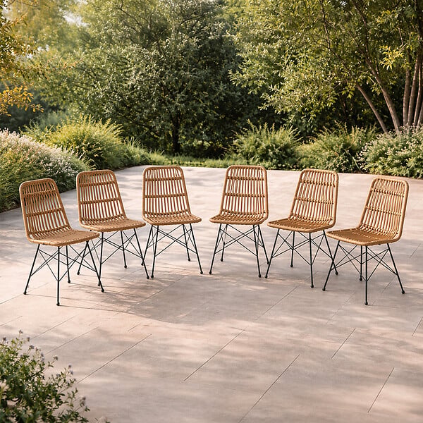 CONCEPT USINE - Lot de 6 chaises en résine tressée effet rotin BAGO $ - large