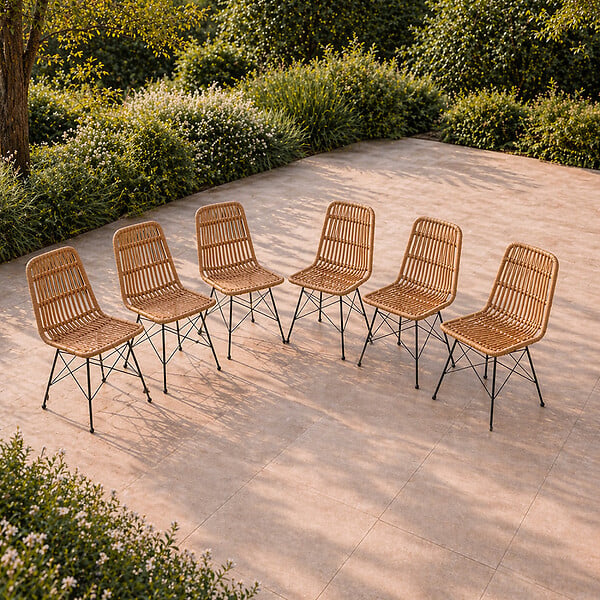 CONCEPT USINE - Lot de 6 chaises en résine tressée effet rotin BAGO $ - large