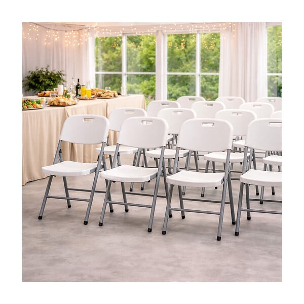 KZ GARDEN - Lot de 2 Chaises pliantes blanches Plastique renforcé Chaise Camping Terrasse Réceptions KZGarden - large
