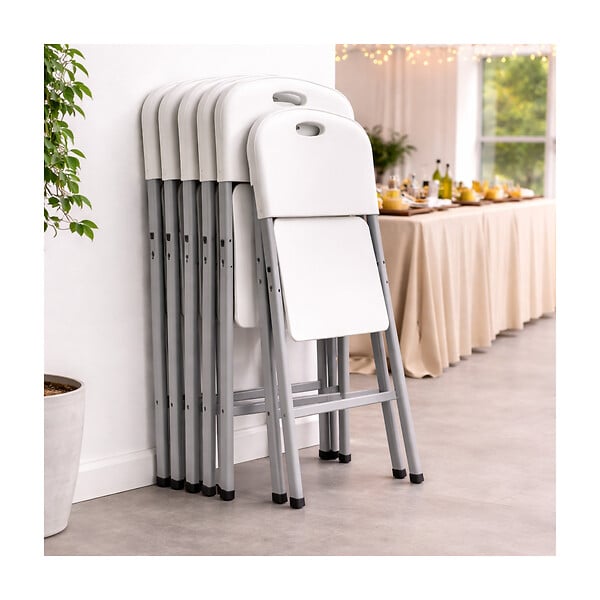KZ GARDEN - Lot de 2 Chaises pliantes blanches Plastique renforcé Chaise Camping Terrasse Réceptions KZGarden - large