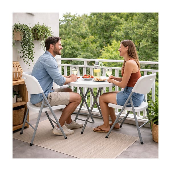 KZ GARDEN - Lot de 2 Chaises pliantes blanches Plastique renforcé Chaise Camping Terrasse Réceptions KZGarden - large