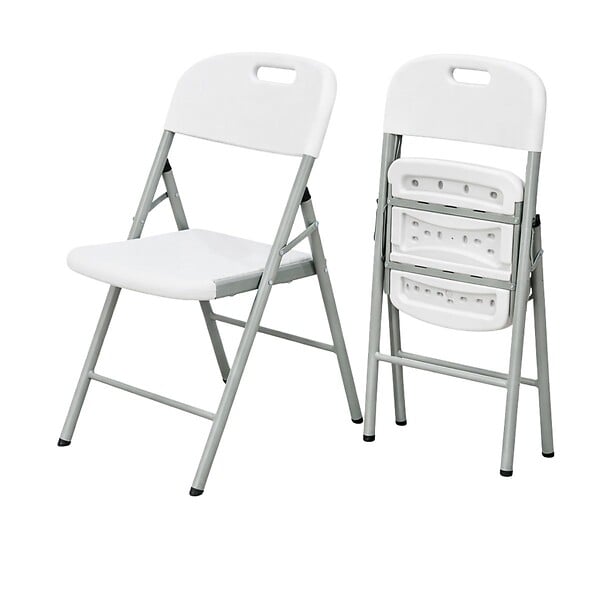 KZ GARDEN - Lot de 2 Chaises pliantes blanches Plastique renforcé Chaise Camping Terrasse Réceptions KZGarden - large