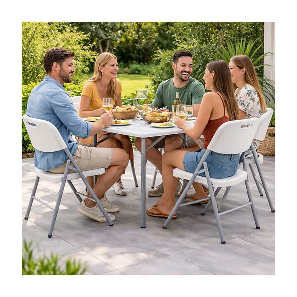 KZ GARDEN - Lot de 2 Chaises pliantes blanches Plastique renforcé Chaise Camping Terrasse Réceptions KZGarden - large