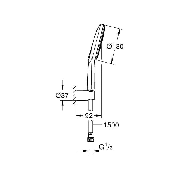 GROHE - GROHE Douchette 3 jets Rainshower SmartActive 130 avec support - large
