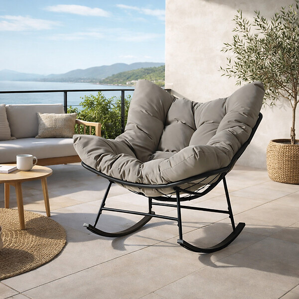 CONCEPT USINE - Fauteuil à bascule d'intérieur et d'extérieur gris QUITO - large