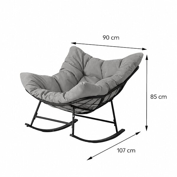 CONCEPT USINE - Fauteuil à bascule d'intérieur et d'extérieur gris QUITO - large