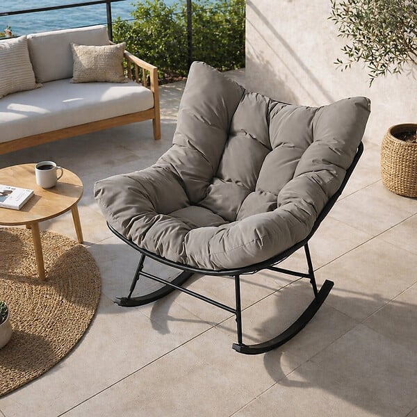 CONCEPT USINE - Fauteuil à bascule d'intérieur et d'extérieur gris QUITO - large