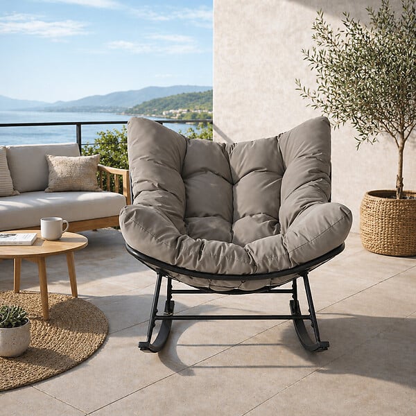 CONCEPT USINE - Fauteuil à bascule d'intérieur et d'extérieur gris QUITO - large