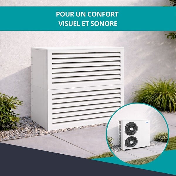 ATOLE - Cache climatiseur ATOLE en Aluminium Thermolaqué - Taille 3 : H. 130 x L. 135 x P. 85 cm - Blanc - large