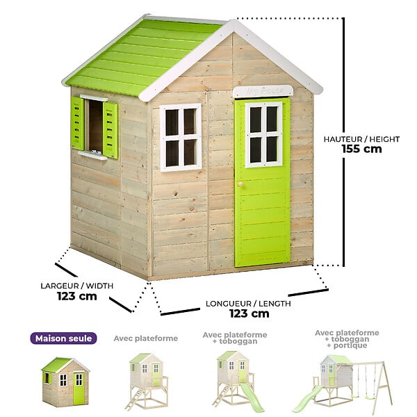 KANGUI - Maisonnette Enfant Extérieur en Bois TINNI avec Plancher - large