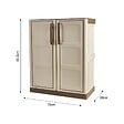 INTEC - Armoire de Rangement Garage Atelier - Armoire basse beige 2 portes 1 étagère Polypropylène 70 x 39 x 85.5cm INTEC - vignette