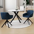 ID MARKET - Lot de 2 chaises pivotantes de salle à manger, fauteuils de table MADY en velours bleu - vignette
