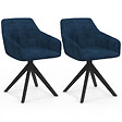 ID MARKET - Lot de 2 chaises pivotantes de salle à manger, fauteuils de table MADY en velours bleu - vignette