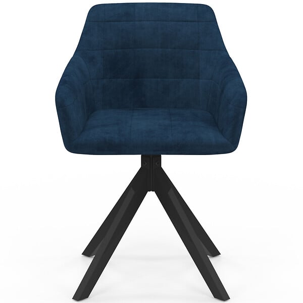 ID MARKET - Lot de 2 chaises pivotantes de salle à manger, fauteuils de table MADY en velours bleu - large