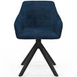 ID MARKET - Lot de 2 chaises pivotantes de salle à manger, fauteuils de table MADY en velours bleu - vignette