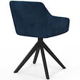 ID MARKET - Lot de 2 chaises pivotantes de salle à manger, fauteuils de table MADY en velours bleu - vignette