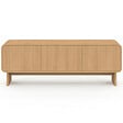 ID MARKET - Meuble TV 140 cm CAPUCINE 3 portes façon hêtre design arrondi - vignette