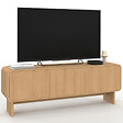 ID MARKET - Meuble TV 140 cm CAPUCINE 3 portes façon hêtre design arrondi - vignette