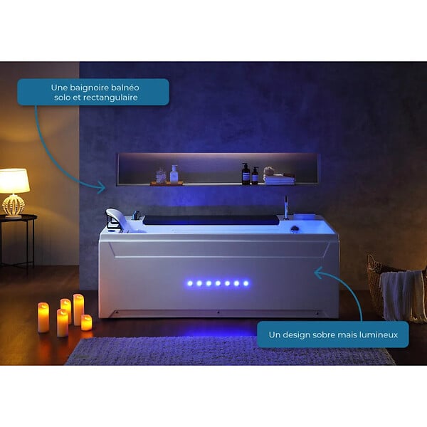 DISTRIBAIN - Baignoire balnéo Whirlpool Monte-Cristo 40 jets + massage des cervicales - large