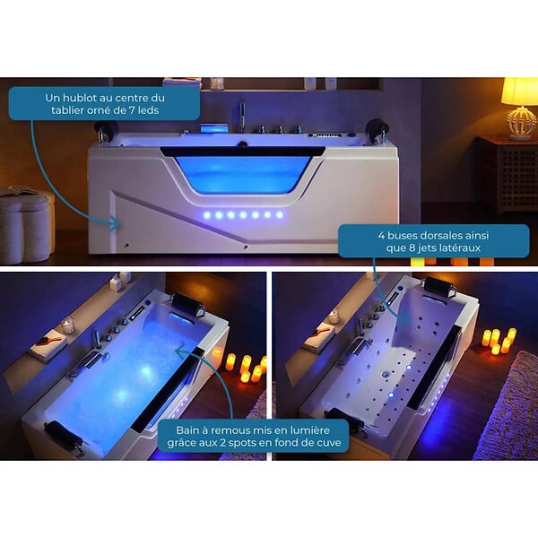 DISTRIBAIN - Baignoire balnéo Océanie 40 jets Whirlpool - large