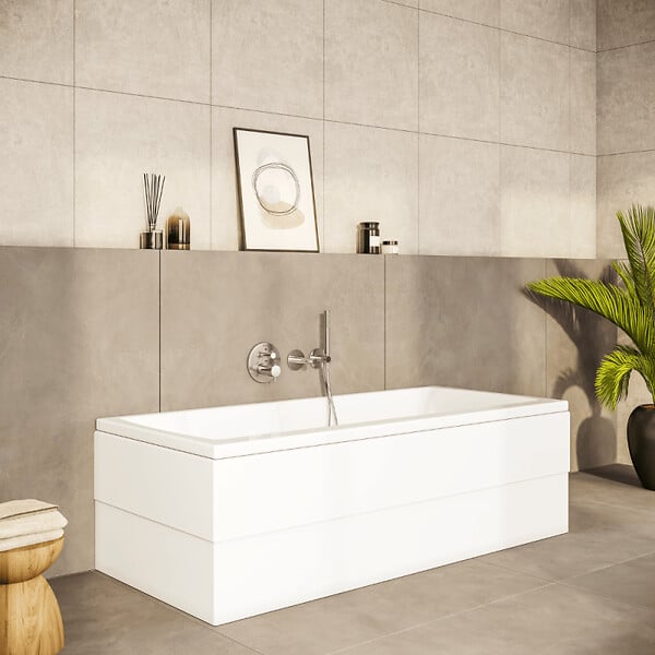 VITRA - Baignoire rectangulaire VitrA Neon 180x80cm + Pare bain droit AURYS Mist 1 chromé profilé droite - large