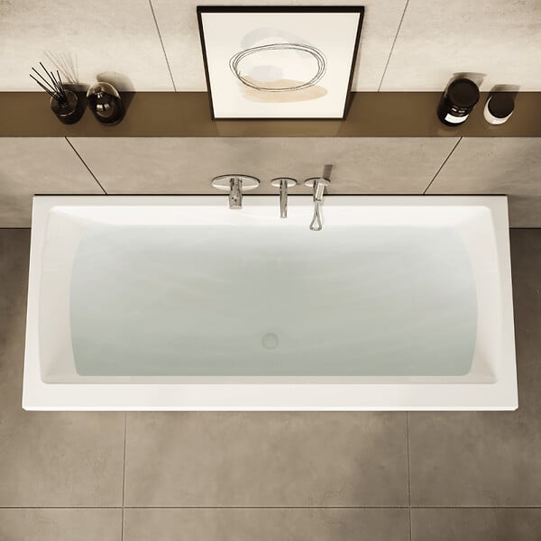 VITRA - Baignoire rectangulaire VitrA Neon 180x80cm + Pare bain gauche AURYS Raywall chromé profilé gauche - large