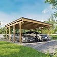 DIRECT-ABRIS - Carport Bois CASTELLANE - 2 Voitures - Traitement Autoclave - Ancrage de Fixation en H - Bois de Haute Qualitée - Poteaux 12x12 cm - vignette