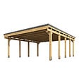 DIRECT-ABRIS - Carport Bois CASTELLANE - 2 Voitures - Traitement Autoclave - Ancrage de Fixation en H - Bois de Haute Qualitée - Poteaux 12x12 cm - vignette