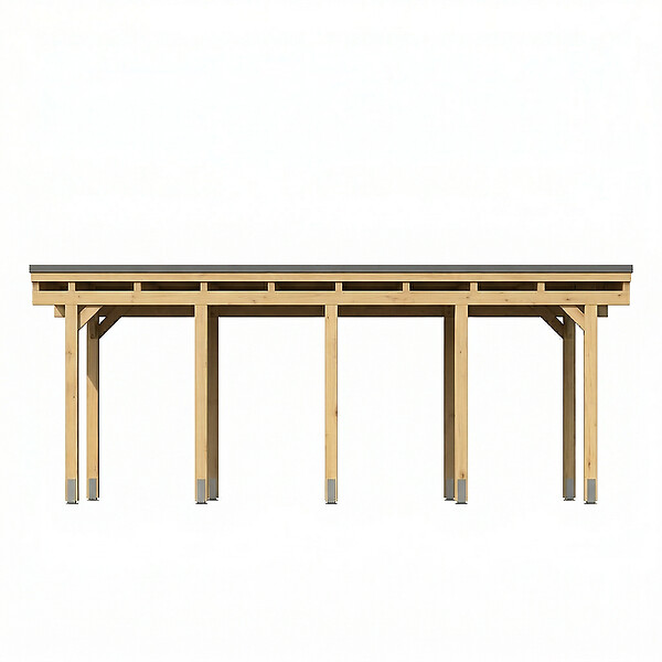 DIRECT-ABRIS - Carport Bois CASTELLANE - 2 Voitures - Traitement Autoclave - Ancrage de Fixation en H - Bois de Haute Qualitée - Poteaux 12x12 cm - large