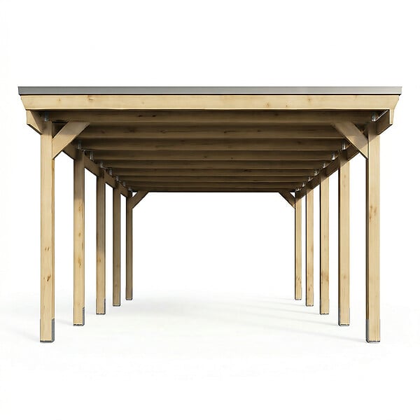 DIRECT-ABRIS - Carport Bois CASTELLANE - 373 x 707 - 1 Voiture - Abri Voiture - Traité Autoclave - Montage Facile - Feutre Bitumeux Inclus - large