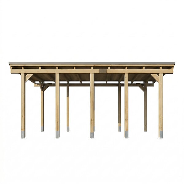 DIRECT-ABRIS - Carport Bois CASTELLANE - 373 x 707 - 1 Voiture - Abri Voiture - Traité Autoclave - Montage Facile - Feutre Bitumeux Inclus - large