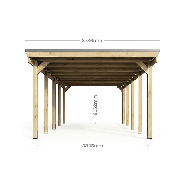 DIRECT-ABRIS - Carport Bois CASTELLANE - 373 x 707 - 1 Voiture - Abri Voiture - Traité Autoclave - Montage Facile - Feutre Bitumeux Inclus - large