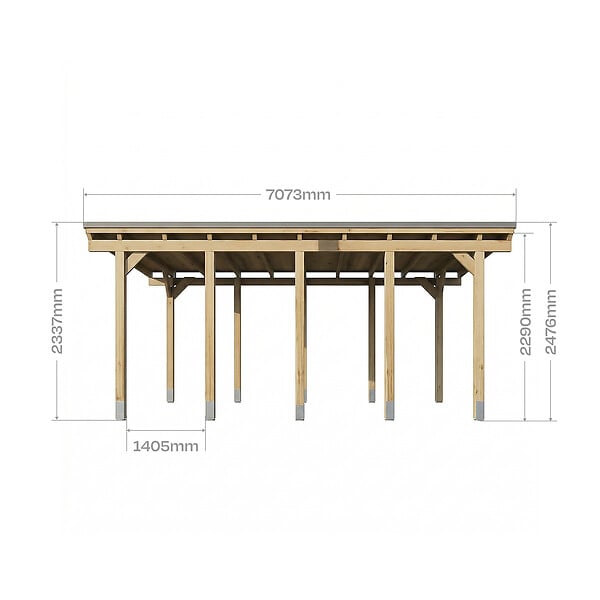 DIRECT-ABRIS - Carport Bois CASTELLANE - 373 x 707 - 1 Voiture - Abri Voiture - Traité Autoclave - Montage Facile - Feutre Bitumeux Inclus - large