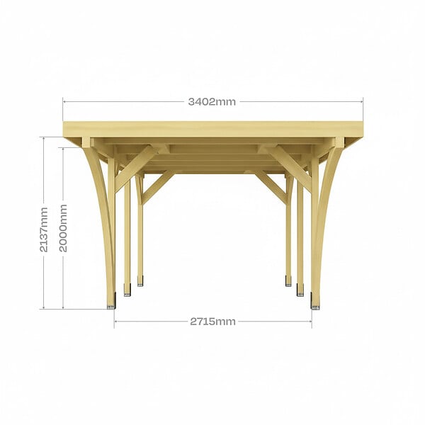 DIRECT-ABRIS - Carport Bois PALERME 1 Voitures - 510 x 340 - Abris pour Voitures - Bois des Regions Nordiques - Pin Traité Autoclave - Design Moderne - large