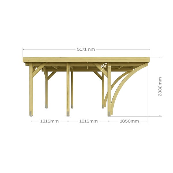 DIRECT-ABRIS - Carport Bois PALERME 1 Voitures - 510 x 340 - Abris pour Voitures - Bois des Regions Nordiques - Pin Traité Autoclave - Design Moderne - large