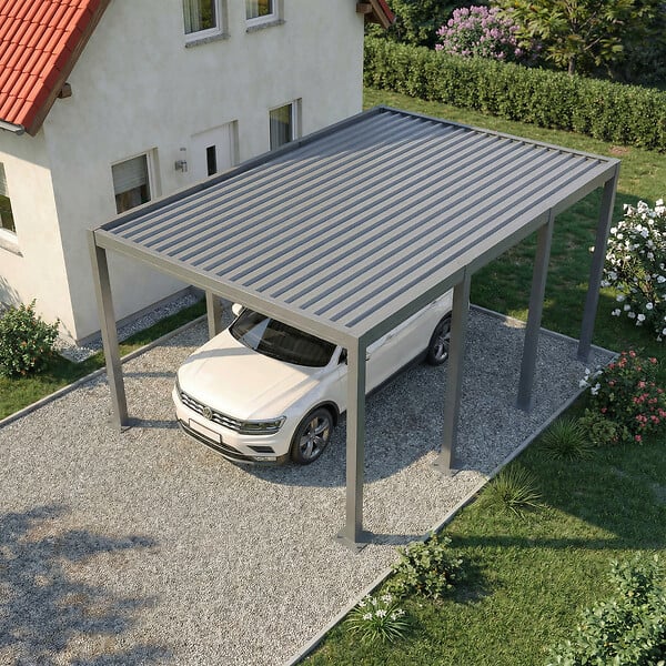 DIRECT-ABRIS - Carport aluminium CARLTON 324 x 550 cm - 1 Voiture - 17,69m2 - Gris anthracite - large