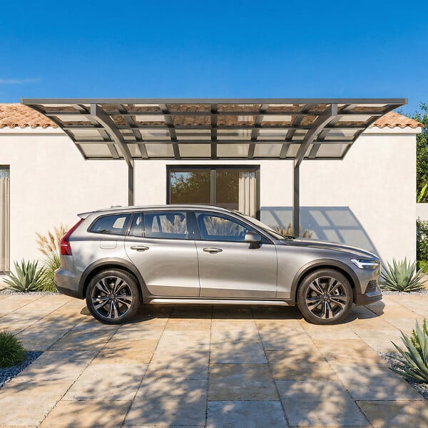 DIRECT-ABRIS - Carport Aluminium Autoportant BOLTON - 500 x 300 – 1 Voiture - Toiture en Polycarbonate Traite Anti-UV - large