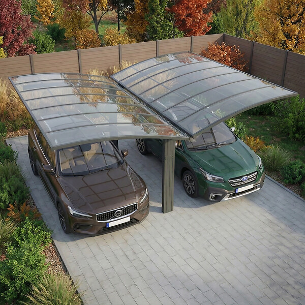 DIRECT-ABRIS - Carport Aluminium Autoportant BOLTON - 500 x 600 - 2 Voiture - Toiture en Polycarbonate Traite Anti-UV - large