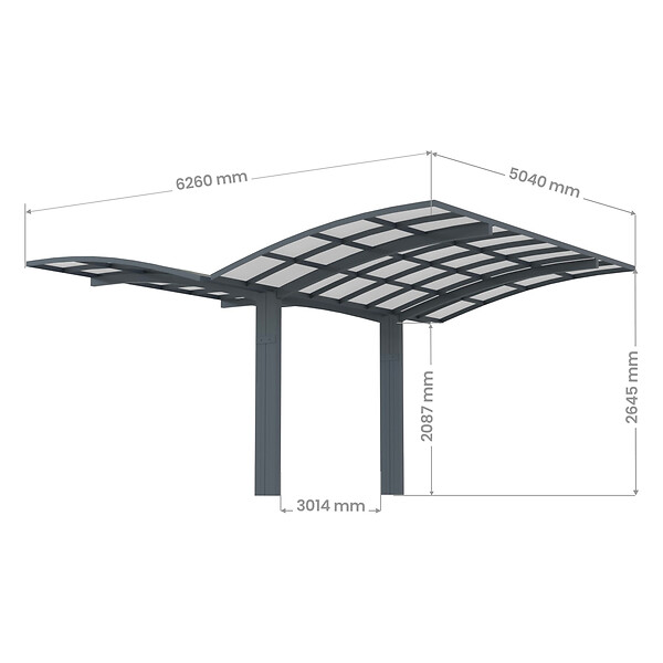DIRECT-ABRIS - Carport Aluminium Autoportant BOLTON - 500 x 600 - 2 Voiture - Toiture en Polycarbonate Traite Anti-UV - large