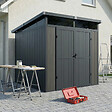 DIRECT-ABRIS - Abri de Jardin Bois Composite 4m2 Gris 237x223x227cm EVORA - Cabane a Outils - Local a Vélo - vignette