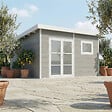 DIRECT-ABRIS - Abri de Jardin Composite ALMA - 15m2 Gris clair - Cabane de Jardin - vignette