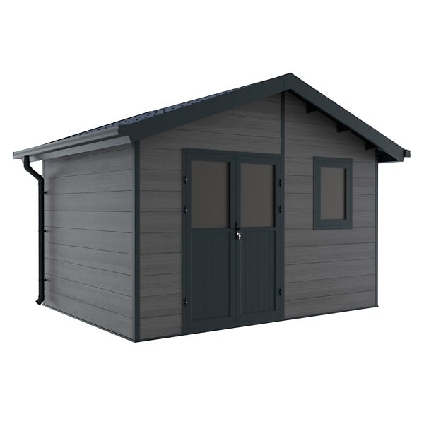 DIRECT-ABRIS - Abri de Jardin Composite ISORA - 12m2 Gris - Cabane Atelier / Abri Velo - large